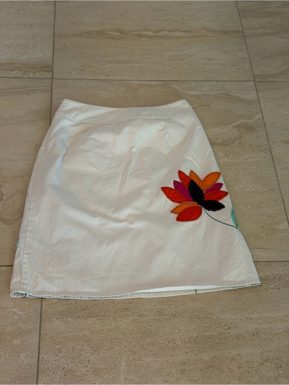 Women's Cream Embroidered Floral Skirt - Picture 11 of 11